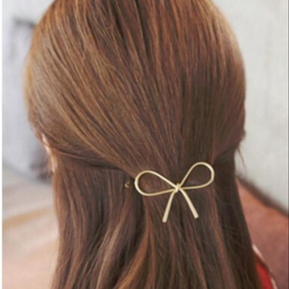 Golden Hairgrips Metal Bow Hair Clips Gold - Picture 4 of 5